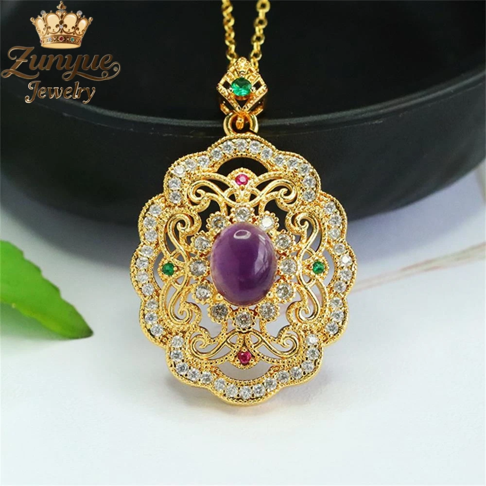 الجمشت الطبيعي Ruyi الجوف التدريجي الماس قلادة فاخرة جودة الأزياء الجميلة مجوهرات رائعة أنيقة سحر شعبية الشباب #1