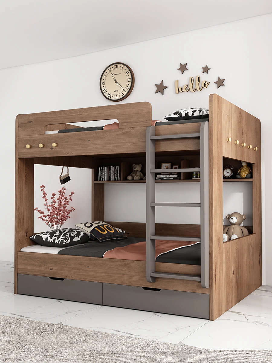 Same width double decker parallel high and low bed adult upper and lower bunk bed children\'s bed modern mother child bed adult