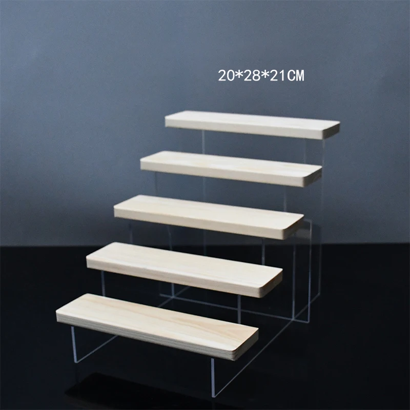 アクリル棚 5段 50x5.5cm 木製 収納ラック