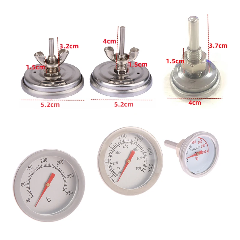 Professional Cooking Accessory 0-300℃ Bimetal BBQ Thermometer For Grill Oven Sealed Probe Temperature Detector