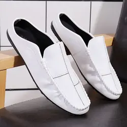 New Summer Men's Slippers Doudou Shoes Men's Baotou Half Slippers Soft Leather Casual Sandals Men's Shoes