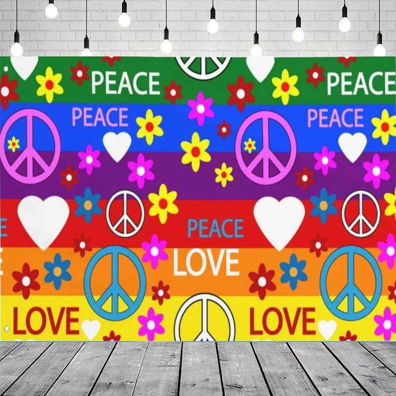 

Фон для фотосъемки, крутой тематический фон в стиле хиппи, убийцы сцен 60-х годов, карнавальный фон с изображением мира и любви, вечерние фон, настенный баннер