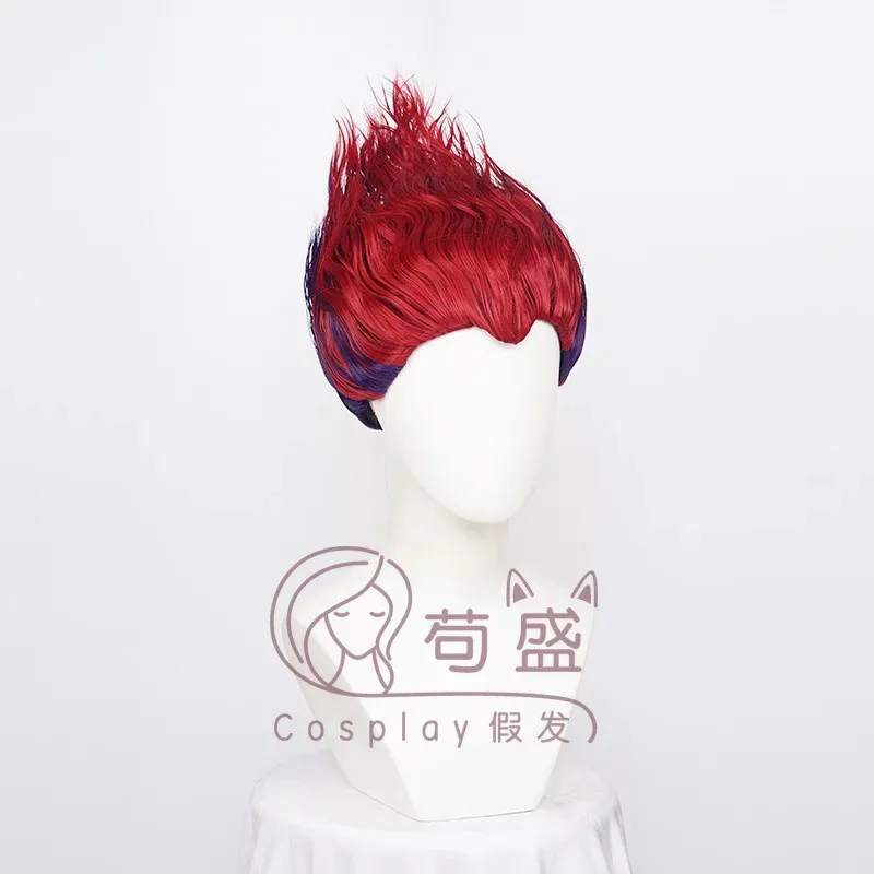 2025 22 جديد × هنتر عمل الشكل المفاتيح الأحمر مختلط اللون الأرجواني Hisoka فيلم التلفزيون شعر مستعار تأثيري الحرارة الألياف الاصطناعية الشعر +