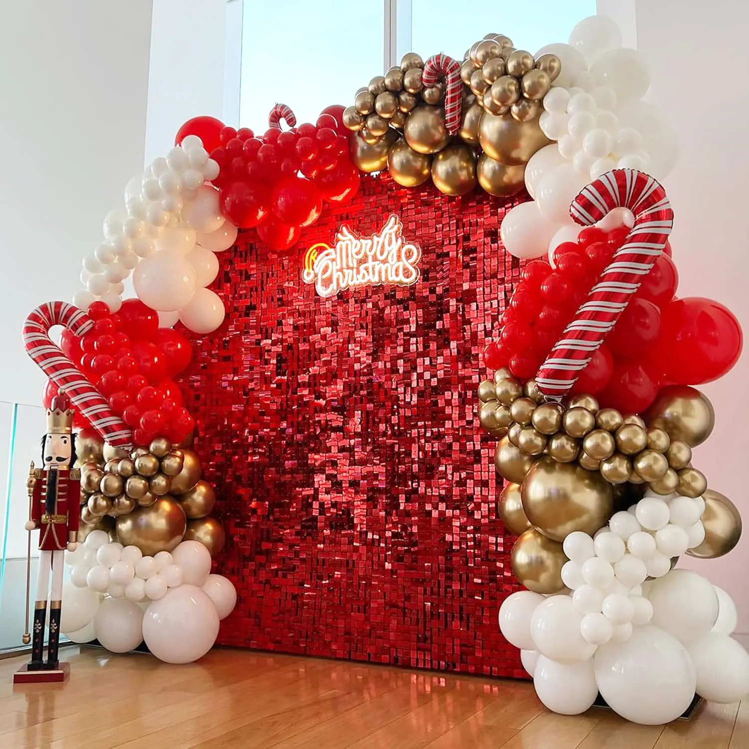 لوحة خلفية جدارية لامعة باللون الأحمر مربعة الشكل، مثالية للمناسبات الخارجية وأعياد الميلاد وحفلات الزفاف والمهرجانات