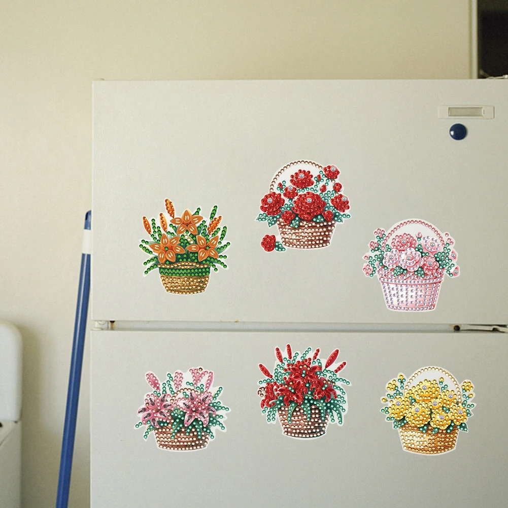 6PCS DIY Full Drill Special Shaped Diamond Painting Fridge Magnet Sticker Diamond Embroidery Owl Moon Home Kitchen Decoration