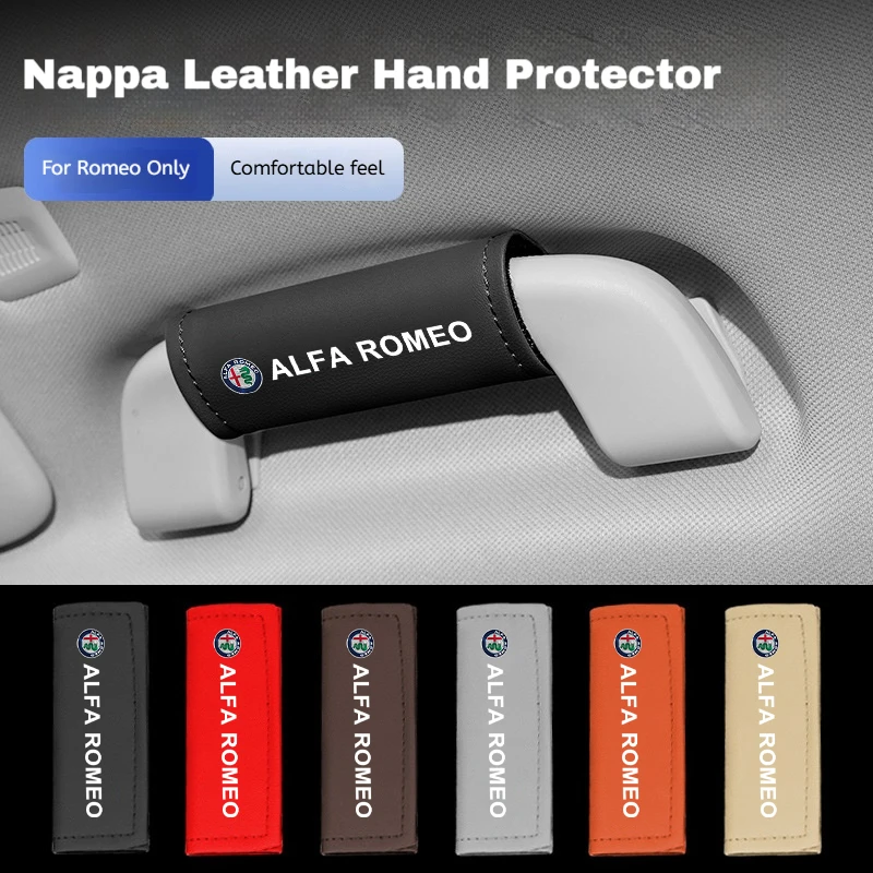 

For Alfa Romeo Giulia Stelvio Giulietta 156 159 147 Mito Leather Car Roof Armrest Pull Cover Handle Gloves Protection Accessorie
