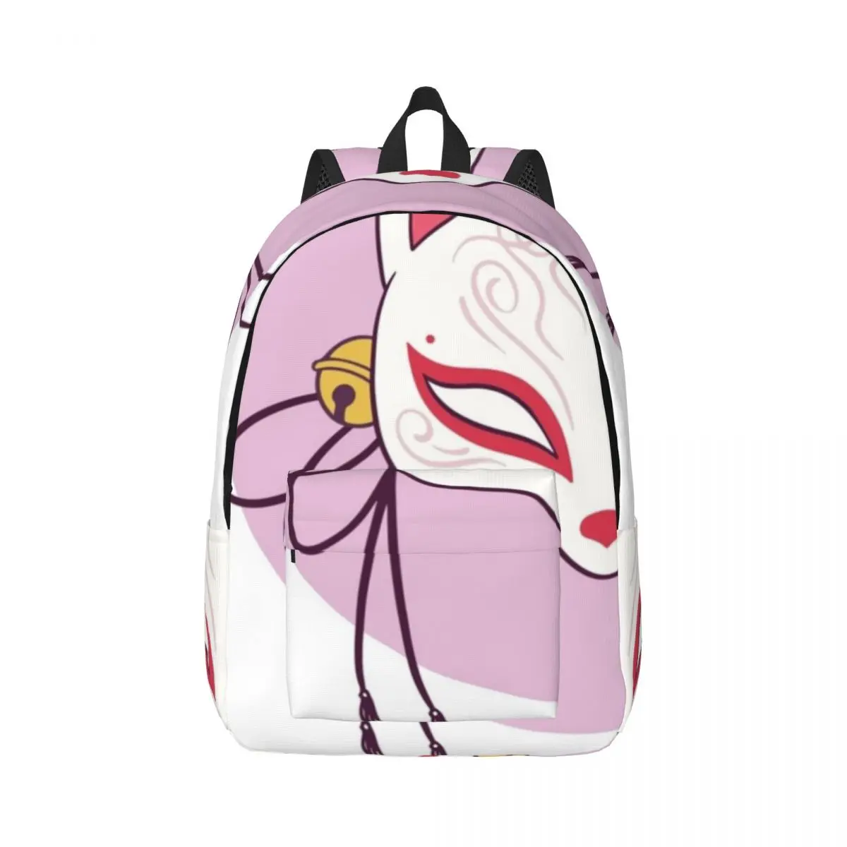 

Pink Japanese Snow Mask Canvas Casual Backpack - Lightweight and Durable Rucksack for Daily Use, School, and Travel