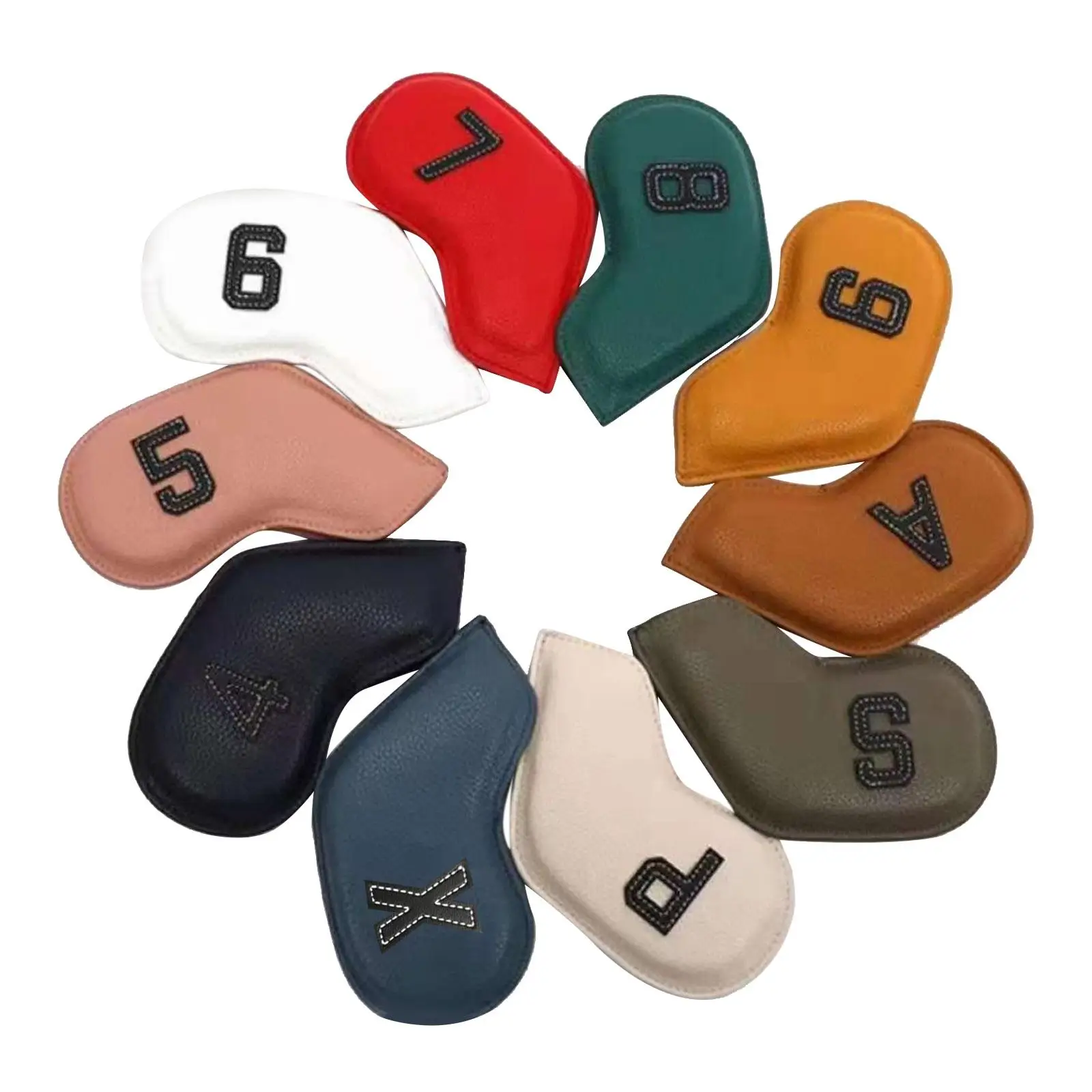 

Multicolor Golf Irons Head Cover PU Material Iron Cover Set for Golf Clubs Sport Travel Protection