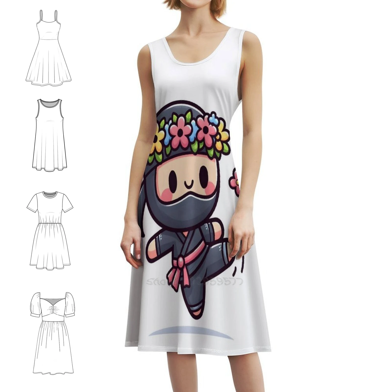 

Kawaii с цветочной короной, платье с вырезом в форме сердца, элегантное летнее праздничное платье для женщин, милое кавайное платье для партнера, с днем рождения