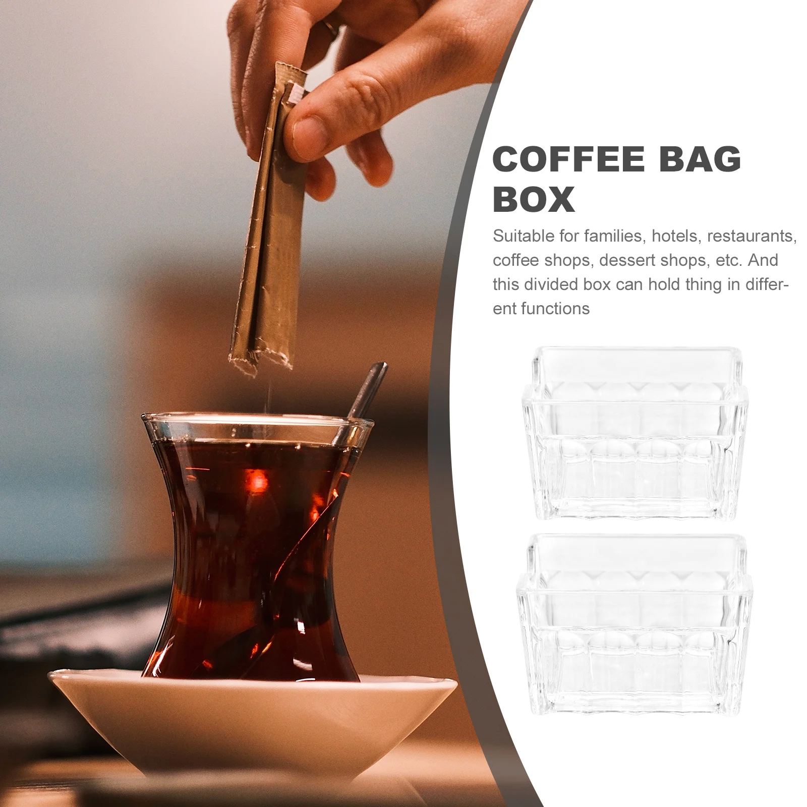 

2pcs Acrylic Tea Bag Transparent Coffee Bag Container Storage Organizer Holder For Teabags Coffee Bags Sweets Transparent