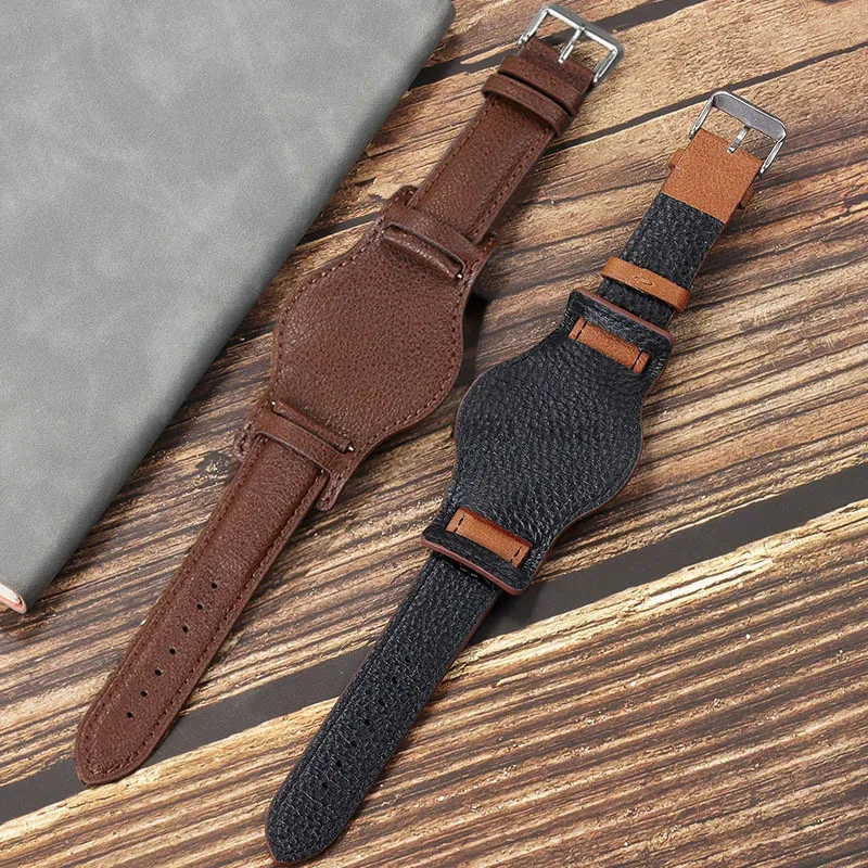 Genuine Leather Watch Strap for Seiko for Omega Cowhide Strap Vintage Wrist Band Replacement 18mm 20mm 22mm for Citizen Bracelet