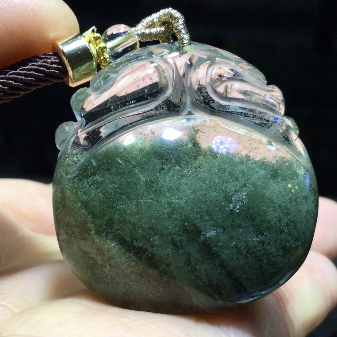 

Natural Green Phantom Quartz Pendant Jewelry 34*33*16.5mm Rare Women Necklace Water Drop Phantom Rare Garden AAAAAA