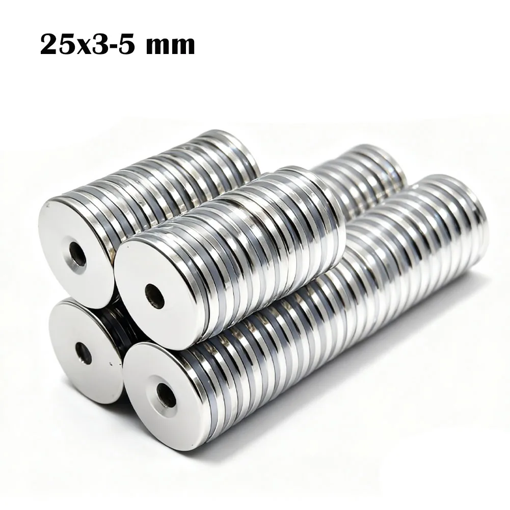 

Super Powerful Round With Holes 25x3-5mm Magnet Neodymium Magnet NdfeB N35 Strong Permanent Magnetic imanes Refrigerator Magnet