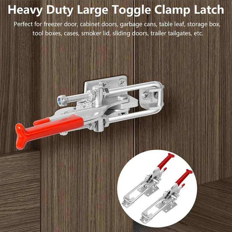 2 Pack Toggle Latch Clamp, Heavy Duty Latches, 2000Lbs Holding Capacity Adjustable Latch Lock, Smoker Clamps Latch-FS