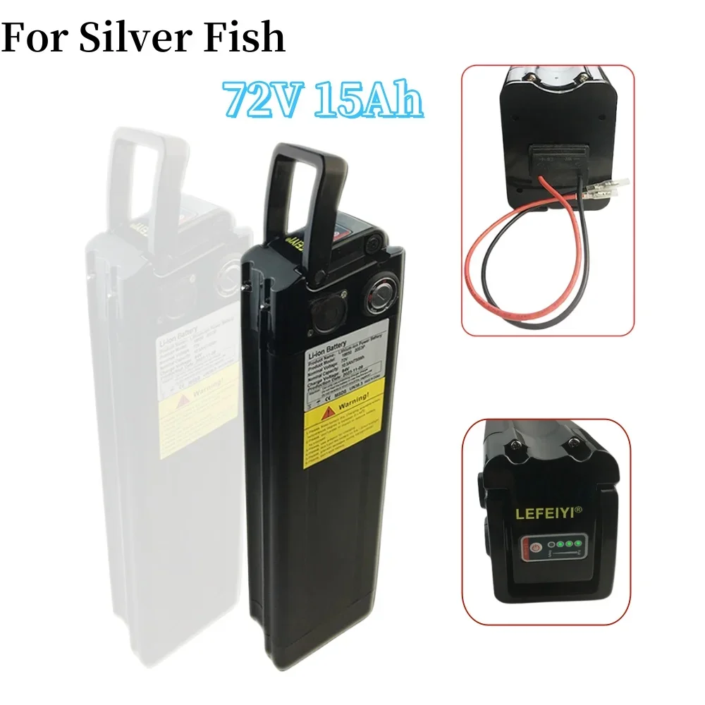 20S3P 72V 15000mAh Lithium ion Battery Pack 18650 15Ah for Silver Fish Style Battery with Aluminum Case Anti-theft Lock