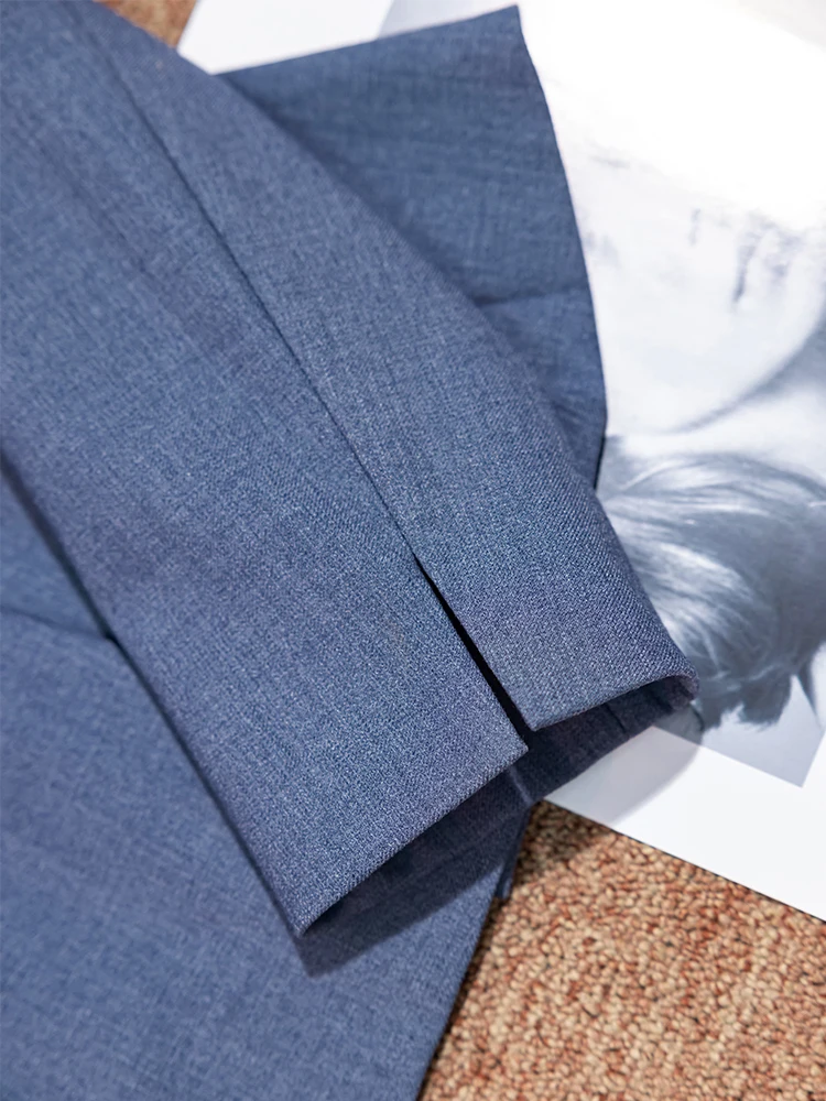 رمادي كحلي أسود السيدات بدل رجالي رسمي المرأة الأعمال ملابس العمل الصلبة س الرقبة السترة وبنطلون 2 قطعة مجموعة لخريف شتاء #6