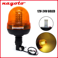 12V 24V 60 LED Vehicle Truck Tractor Beacon Warning Rotating Emergency Flashing Strobe Safety Traffice Light Mount Signal Lamp