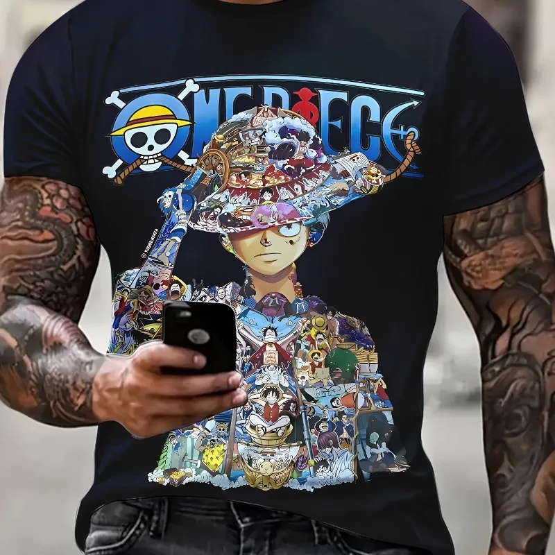 

Цельная футболка большого размера с аниме-принтом «Луффи», модная футболка из чистого хлопка в стиле ретро, подходит для мужчин и женщин