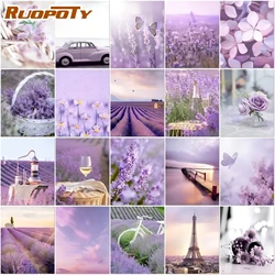 RUOPOTY Diamond Painting Cross Stitch Embroidery Purple Lavender DIY Mosaic Full Drill Diamond Decoration Home