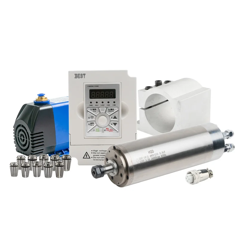 0.8KW Water-Cooled Spindle Complete Equipment Inverter Fixture Collet Water Pump For Jade/PCB/Mini Craft Precision Carving