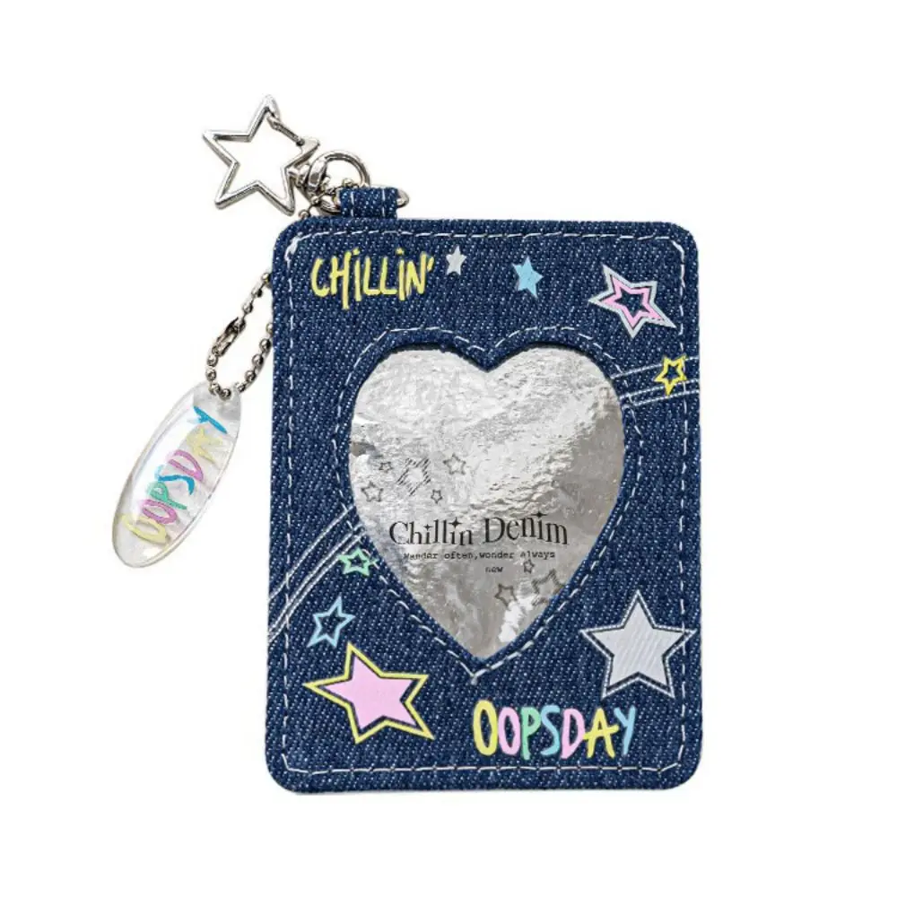 

Fashion 3 Inch Denim Card Holder Star Backpack Hanging Bag Pendant Keychain Cards Protector Card Storage Bag Idol Album