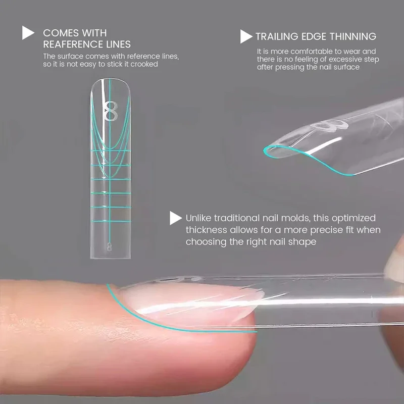 ネイルサロン向け、クリスタル付き、上下テンプレート付き、簡単エクステンション、ペーパーレスのネイルモード急速エクステンション用つけ爪
