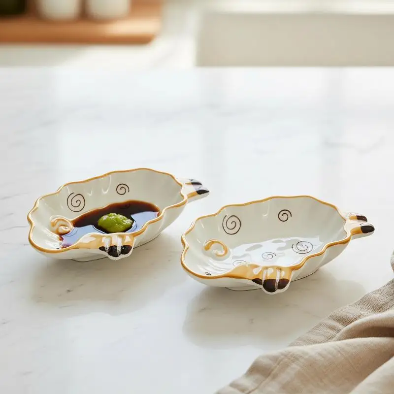 2026 NEW 1PCS Cute Alpaca Shaped Ceramic Dipping Sauce Dish Creative Condiment Small Plates Tableware For Home Kitchen Supplies`