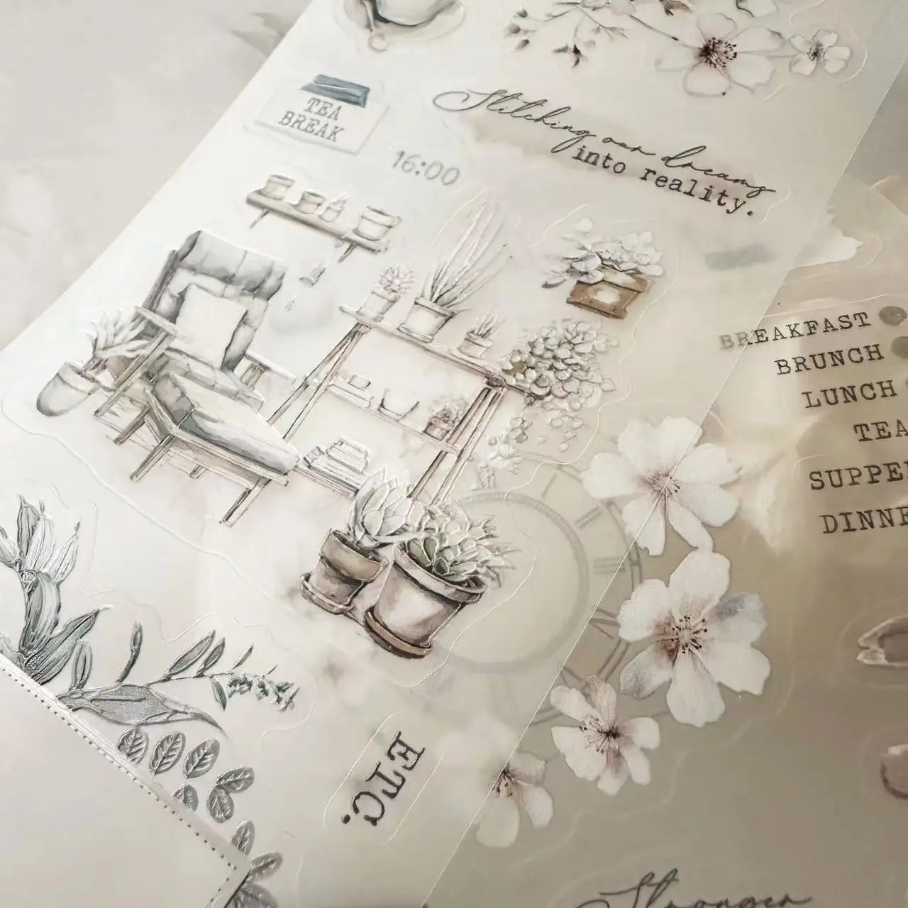 Journal Pages Vintage Neutral White Girl Washi PET Tape for Card Making DIY Decorative Sticker