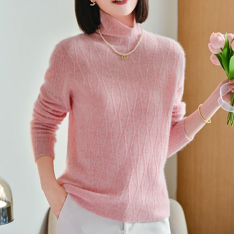 

Новый хит продаж, женский пуловер из кашемира с высоким воротником, тонкий вязаный осенне-зимний женский свитер с длинными рукавами из 100% шерсти