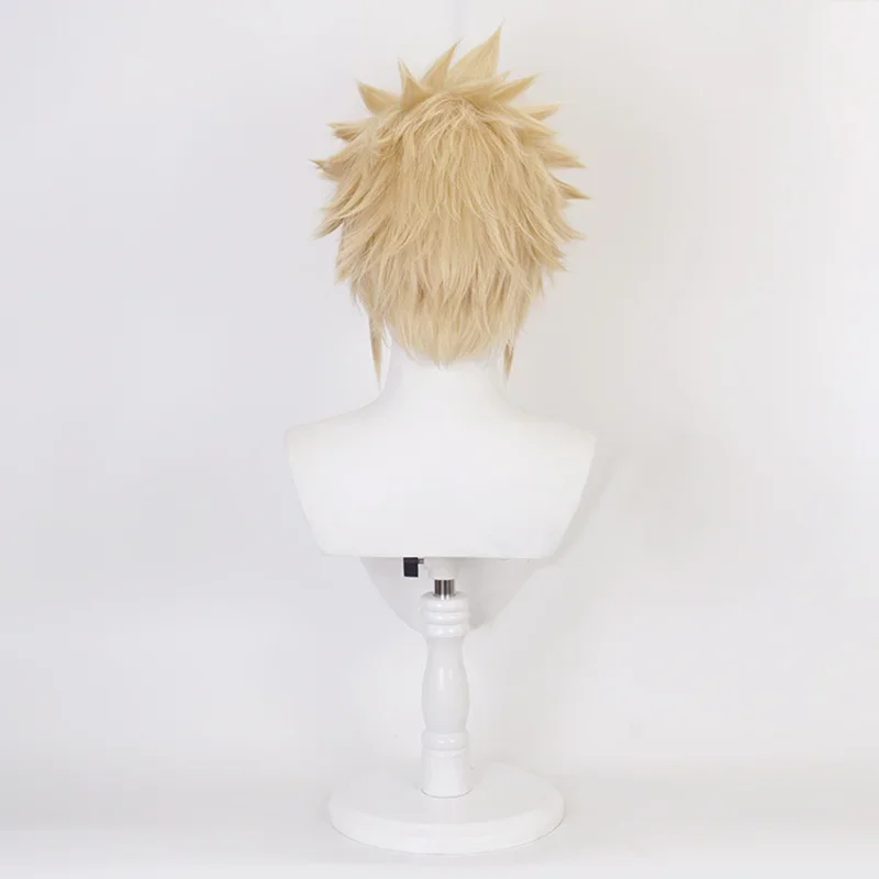 Game Final Fantasy VII Cloud Strife Cosplay Costume Wig Adult Unisex Short Yellow Wigs With Hair Extensions Halloween Props