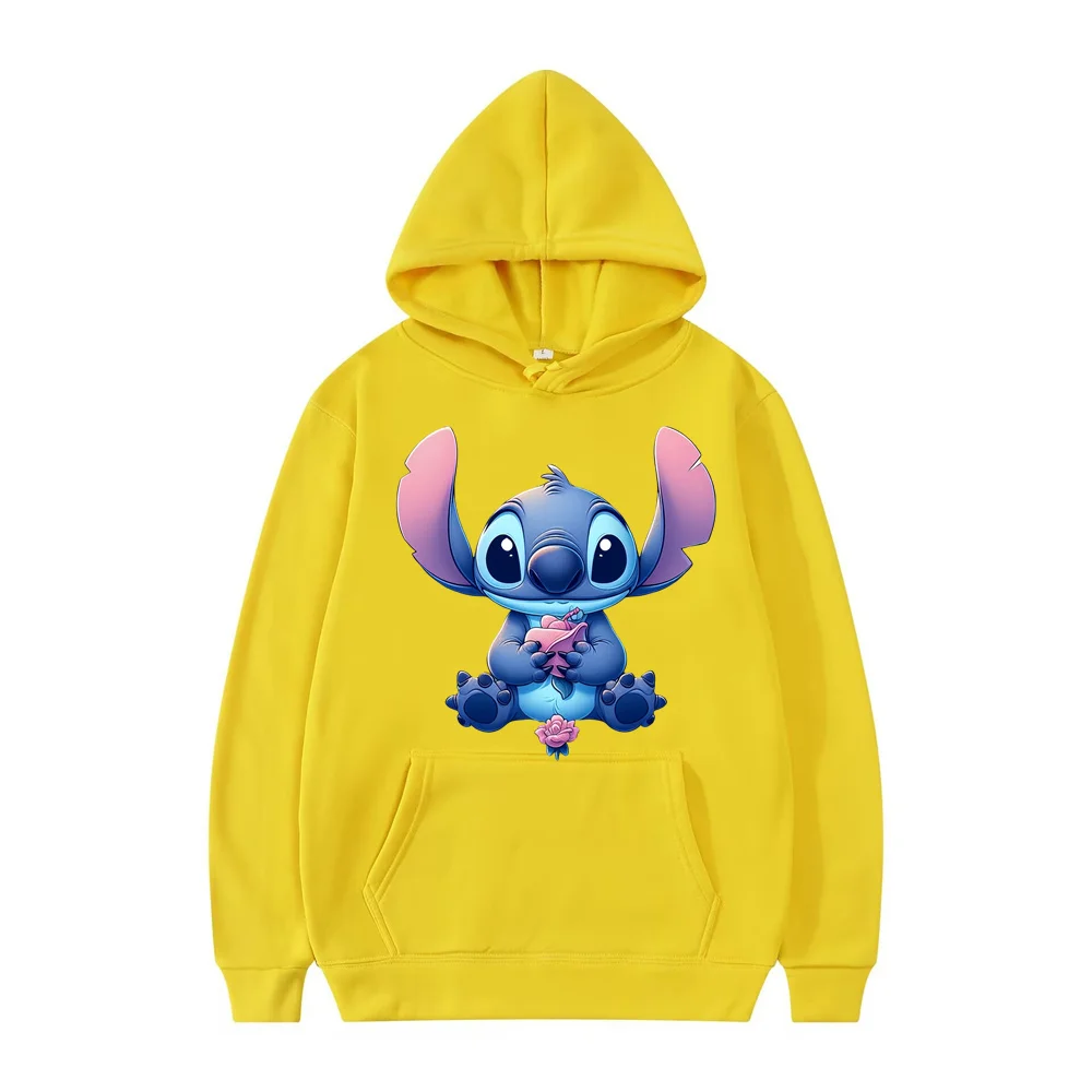 Cartoon Disney Women Hoodie Kawaii Lilo Stitch Graphic Sweatshirt Long Sleeve Hoodies Costume Funny Anime Pullover Clothing Tops