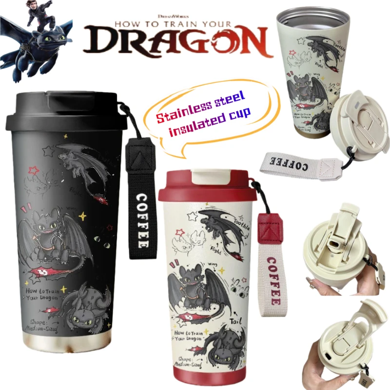 

Как приручить дракона: Беззубик и Световой Яростный Фурион – милый мультяшный термос для студентов, портативный, с двойной крышкой, присоской и ремешком для переноски