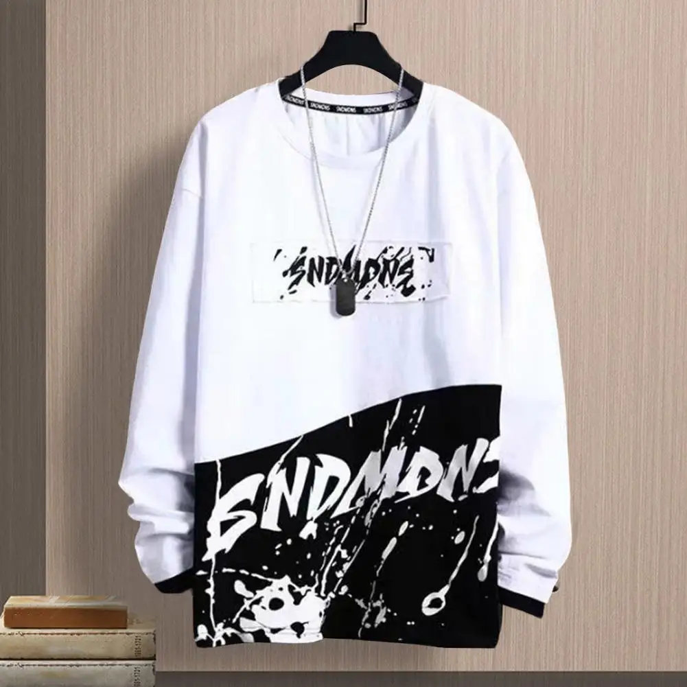 Trendy Autumn Hoodie  3D Cutting Skin-Touch Gym Hoodie  Hip Hop Style Color Matching Letter Print Hoodie