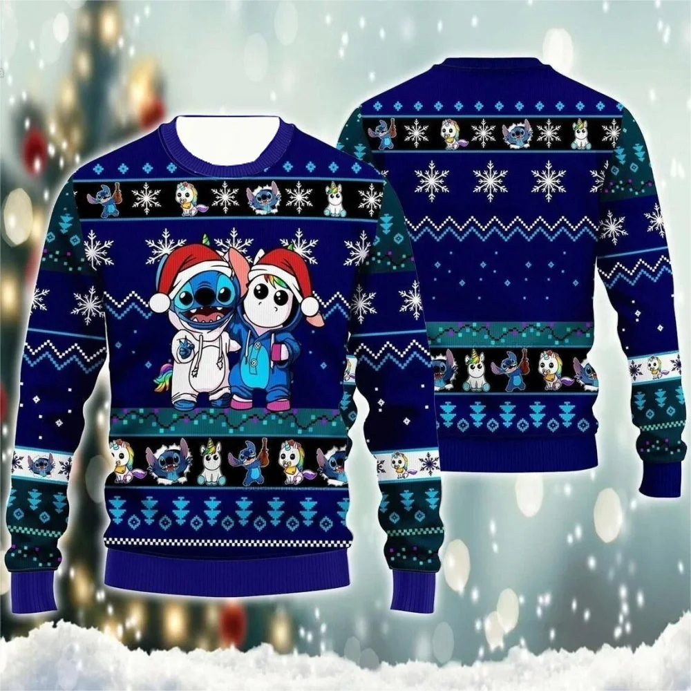 Christmas Gift Disney Lilo & Stitch Ugly Sweater Christmas Sweater Unisex 3D Universal Sweater Couple Pullover 2025