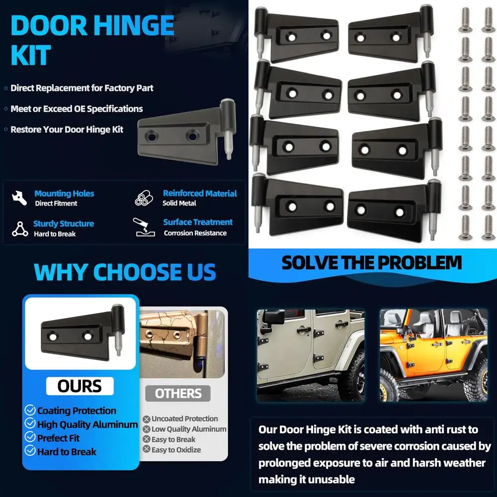 

Универсальный комплект дверных петель для моделей JK 2007-2018 годов, заменяет 925-054 и 925-053