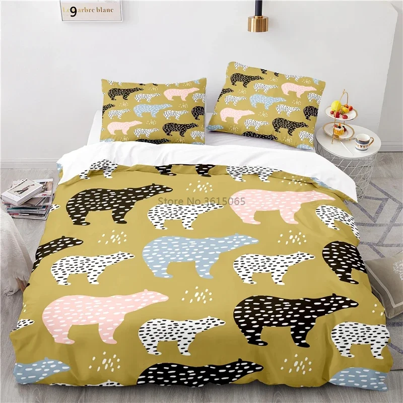 Popular Nordic Forest Animals Children Bedding Set 3d Duvet Cover Pillowcase Single Twin Double Queen King Size Bed Linen Sets