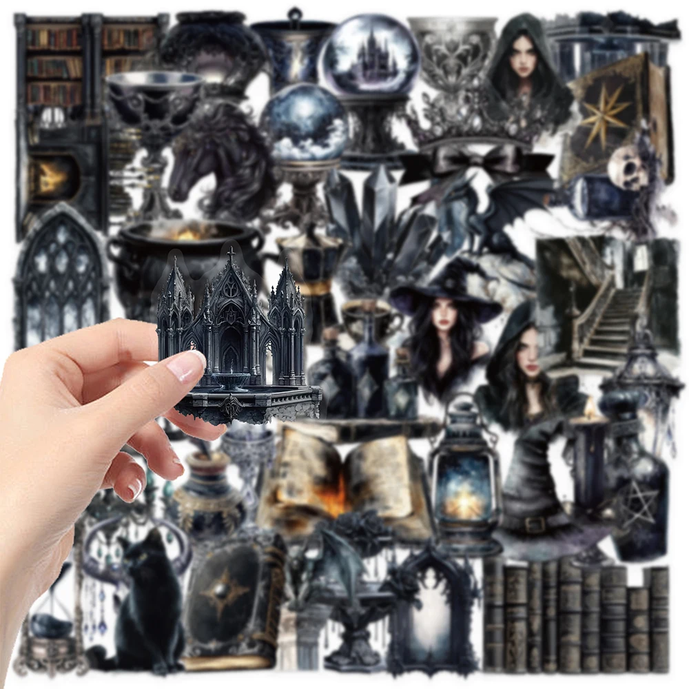 10/30/50pcs Dark Cool Magic Witch Transparante Stickers Retro Gothic Witchy Decals voor Scrapbook Laptop Gitaar graffiti Sticker