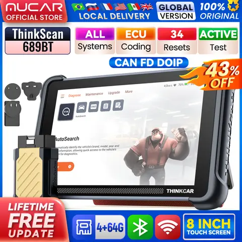 THINKCAR THINKSCAN 689BT All System Car Diagnostic Tool ActiveTest ECU Coding OBD2 Scanner 34 Services CAN FD DoIP Scan Tool
