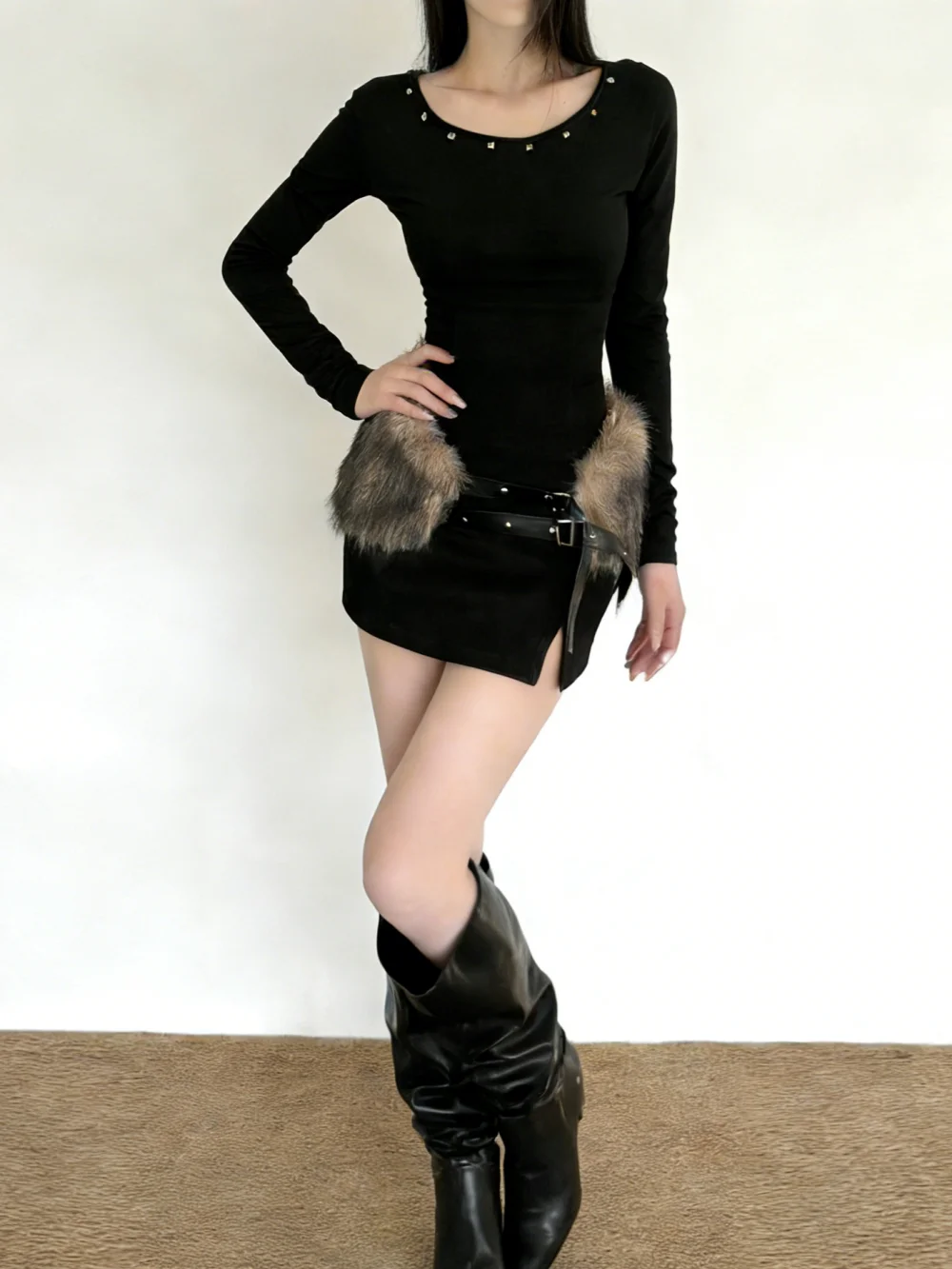 High Street Punk Sweet Cool top met ronde hals, 2026 nieuw retro, minimalistisch statement veelzijdig T-shirt voor dames, muziekfestival