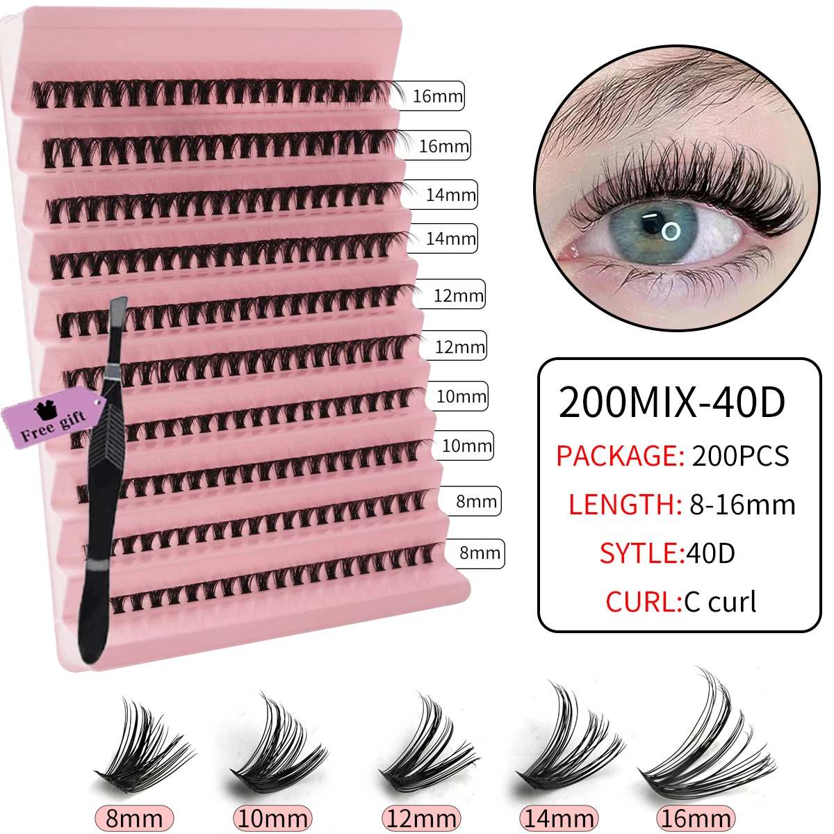 Diy lash clusters kits pinças cílios individuais olhar natural c onda fofo alado cils extensão de cílios postiços ferramentas de beleza