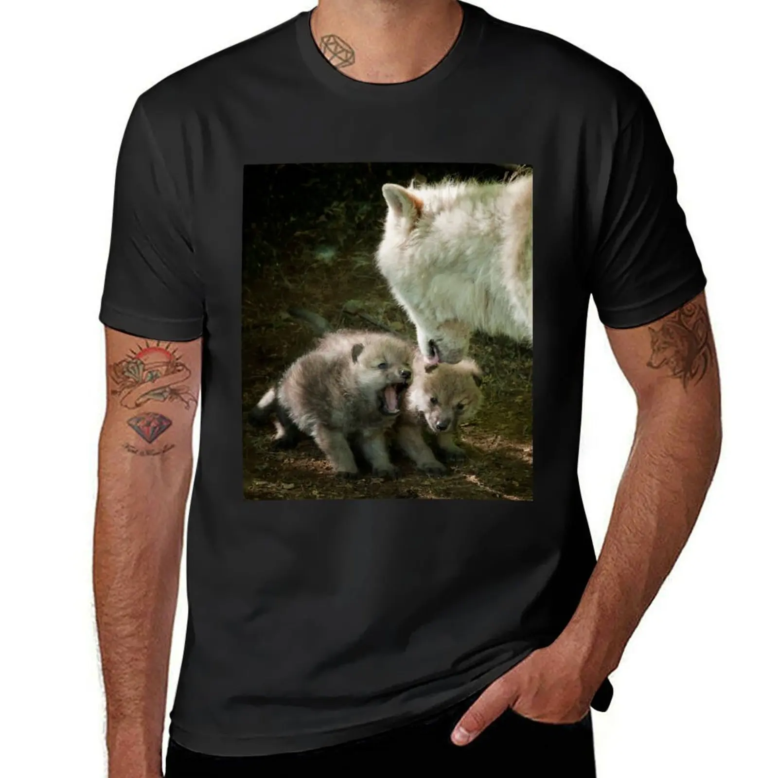 

Arctic Wolf With Pup T-Shirt sweat tops heavyweight t shirts for men