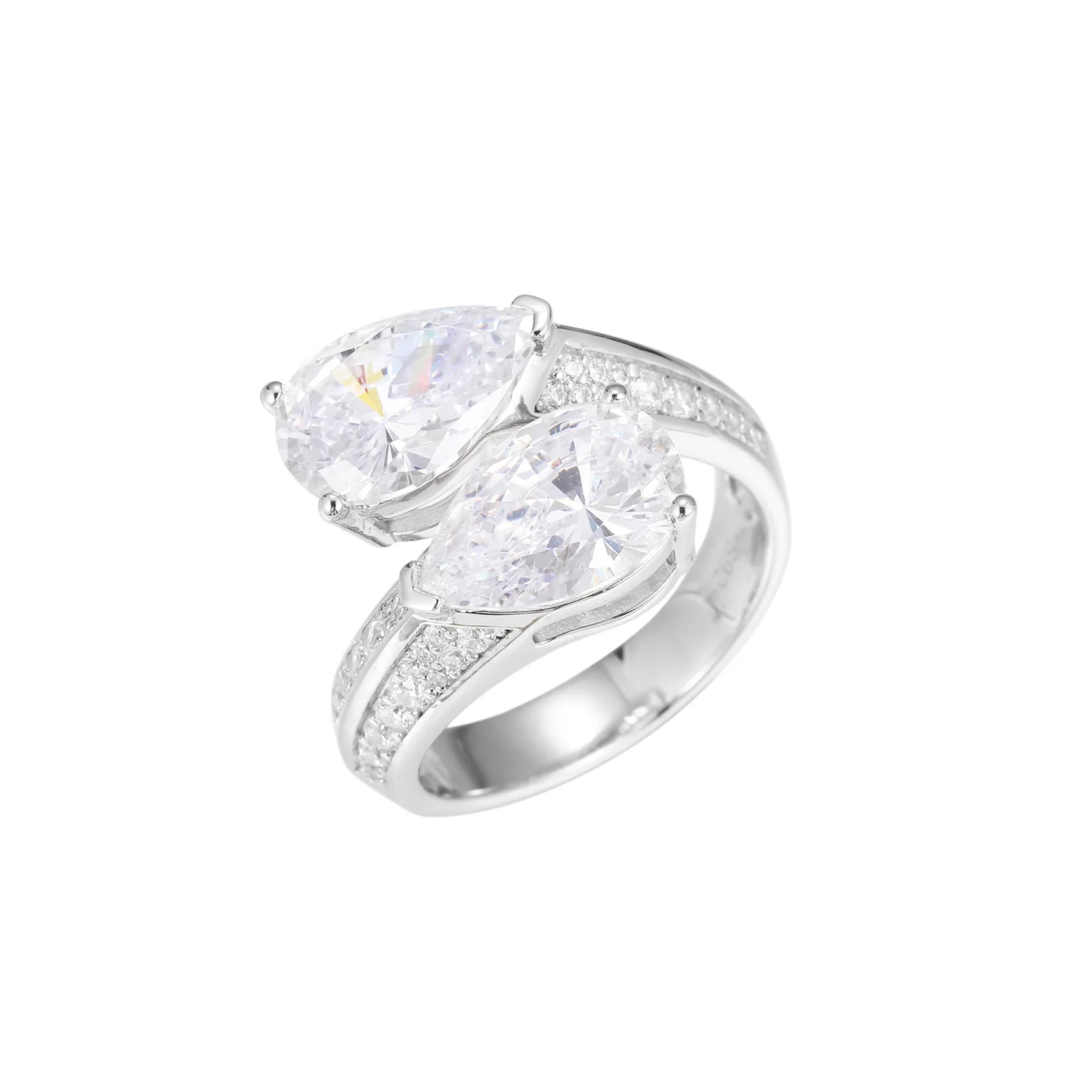 

Hip Hop S925 Sterling Silver Water Drop Moissanite Finger Ring for Women Bling Iced Out Luxurious Wedding Ring Charm Jewelry