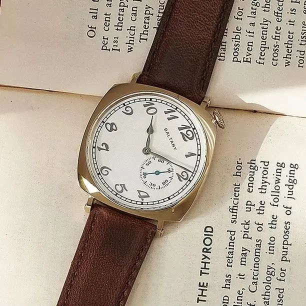 Baltany Men Automatic Watch Pilot 38mm Square Mechaical Wristwatch 50m Waterproof Small Second Dial Sapphire ST1701 ST1700 Gold