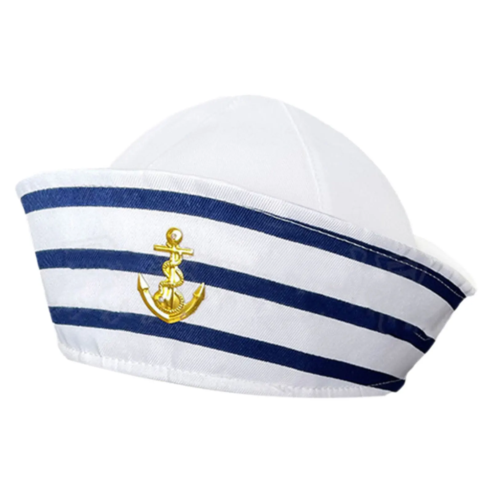 Cappello da marinaio a strisce bianche blu Cappello da donna blu scuro Costume da barca Cappello da barca Cosplay Spettacolo teatrale Uomini adulti