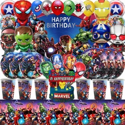 The Avengers Birthday Decorations Cartoon Superhero Theme Balloon Tablecloth Bag Backdrops Baby Shower Kids Boys Party Supplies