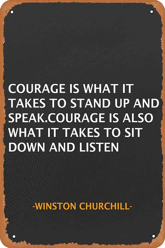 Winston Churchill Motivation and Inspiration Retro Vintage Decorative Metal Tin Sign 8x12 Inch.