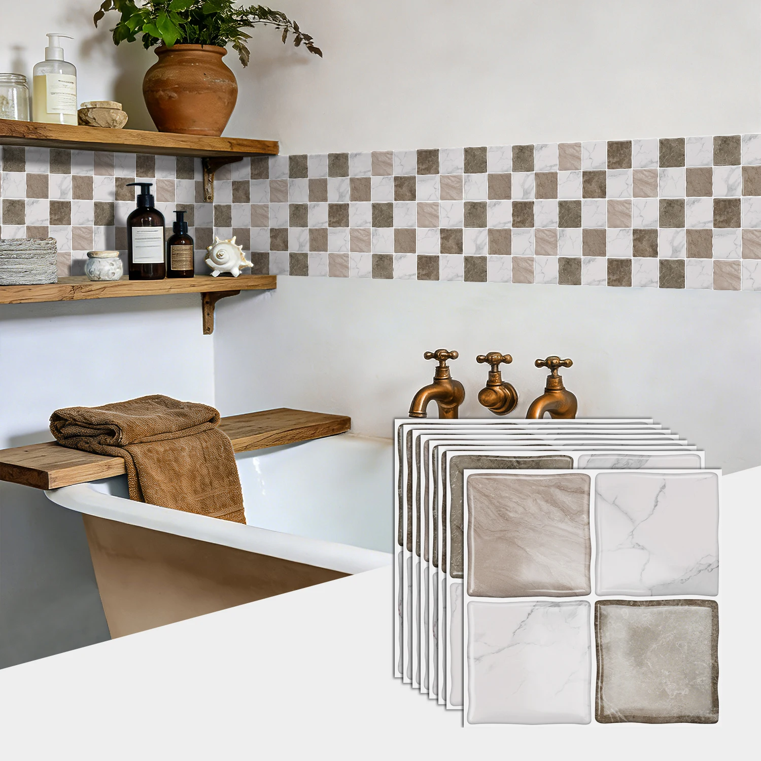 3D Gel Marble Wall Tiles 6x6 Inch Peel and Stick Waterproof Removable Self Adhesive for Backsplash Laundry Room Wall Decor