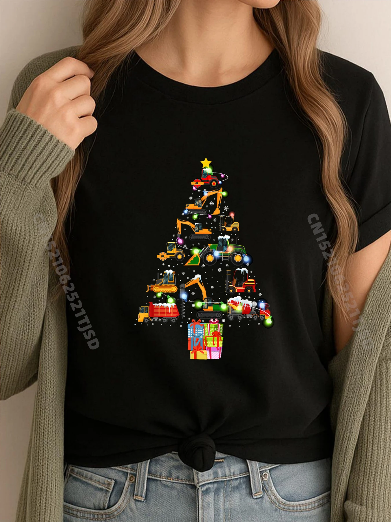 

Construction Excavator Christmas Tree Toddlers Cute Oversized T Shirt ClassicOriginal Mens T-Shirts Normal