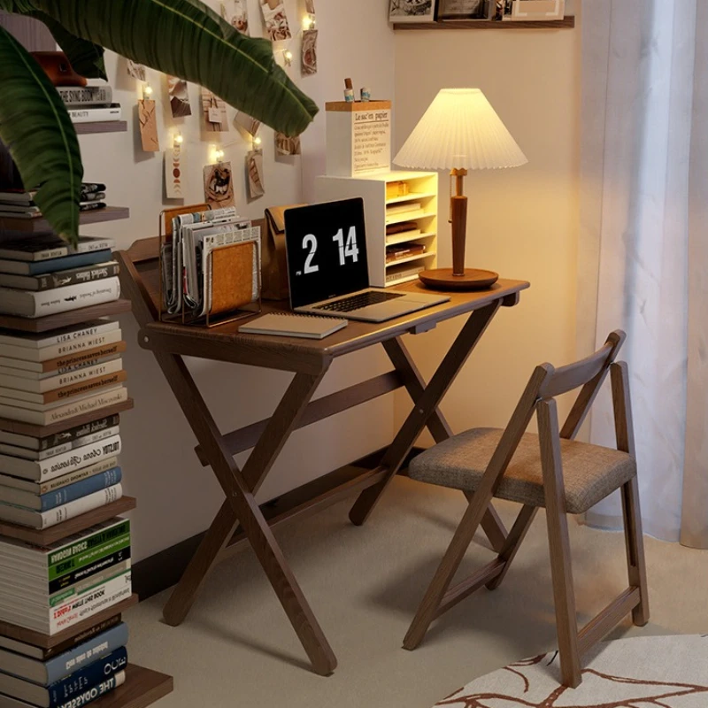 

Новая модель складного прикроватного компьютерного стола для дома, пристенный, простой, из массива дерева, обеденный стол.