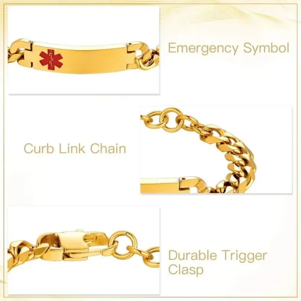 Fashion Medical Alert Bracelets for Men Women Emergency Sport Bracelet Waterproof Jewelry Accessaries  Hot Sale Birthday Gifts